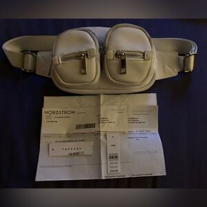 White woman waist bag